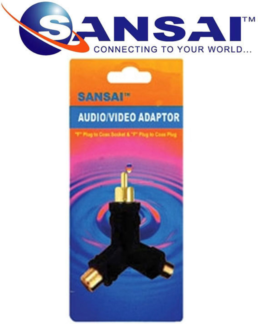 SANSAI RCA Plug to 2 RCA Sockets Adaptor image 1
